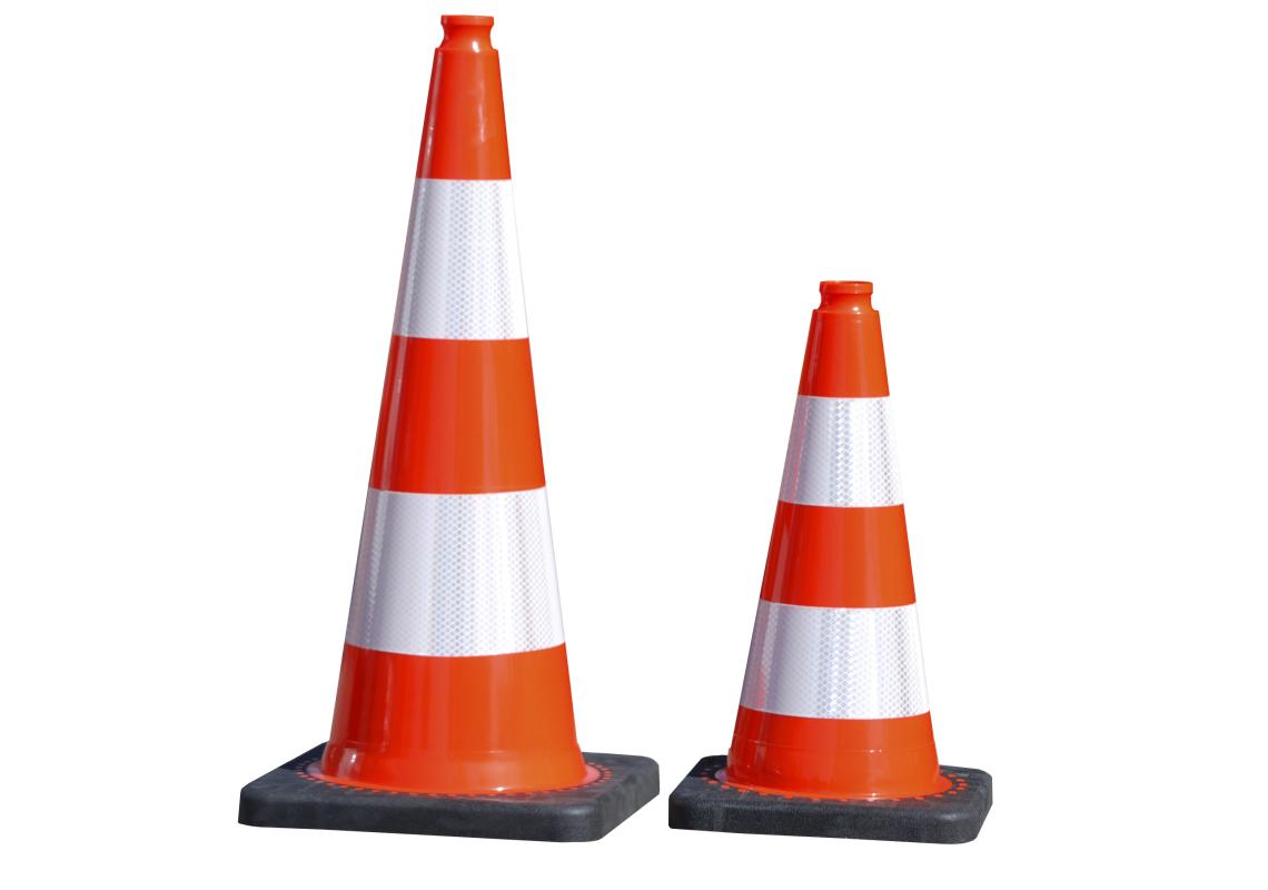 Cono segnaletico PEC da 75 cm con base nera in PVC riciclato, 3,2 kg